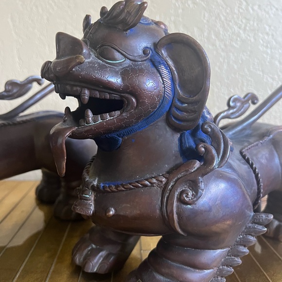 Bronze 18th century foo dogs the Paul lapis - Picture 10 of 16